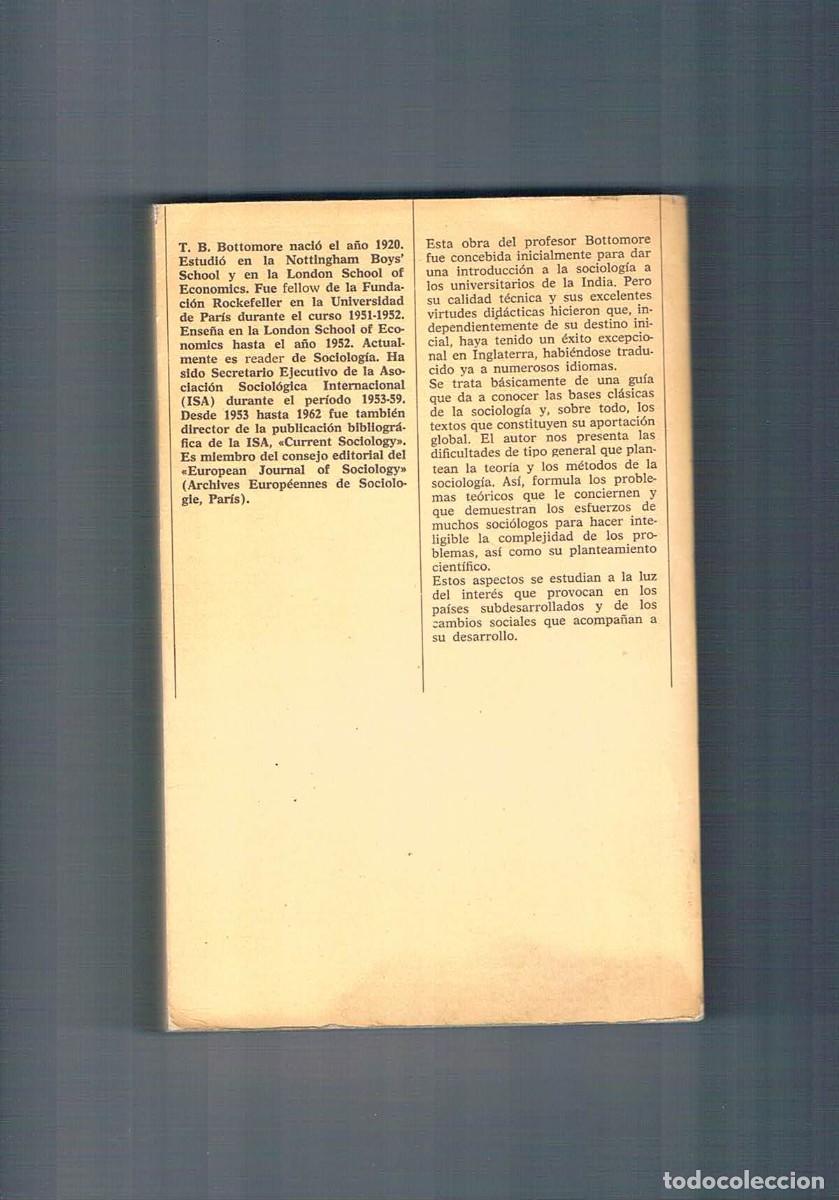 Libros de segunda mano: Introduccion a la sociologia Bottomore ediciones peninsula 1978 - Foto 2