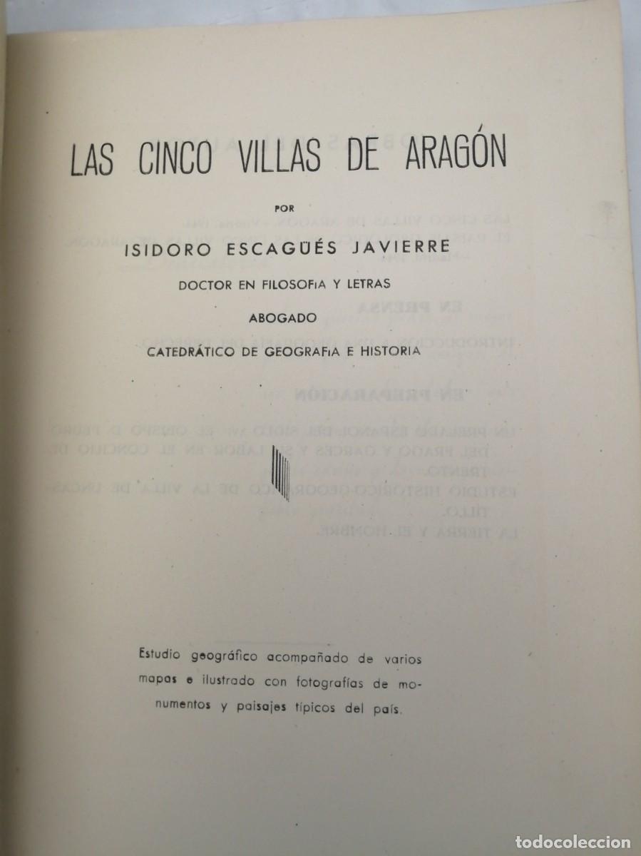 Libros de segunda mano: Las Cinco Villas de Arag&oacute;n (Primera edici&oacute;n 1944) - Foto 3