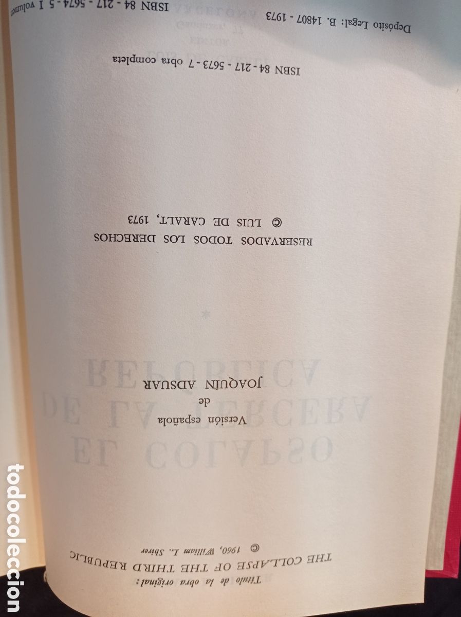Libros de segunda mano: EL COLAPSO DE LA TERCERA REP&Uacute;BLICA. WILLIAM L. SHIRER - Foto 3