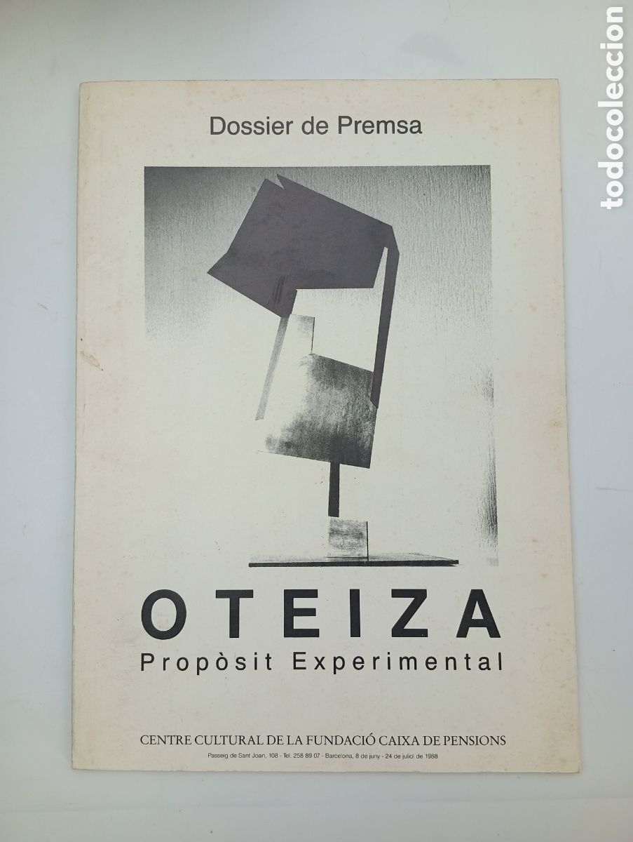 Libros de segunda mano: Dossier de prensa Oteiza Prop&ograve;sit experimental 1988 Caixa - Foto 1