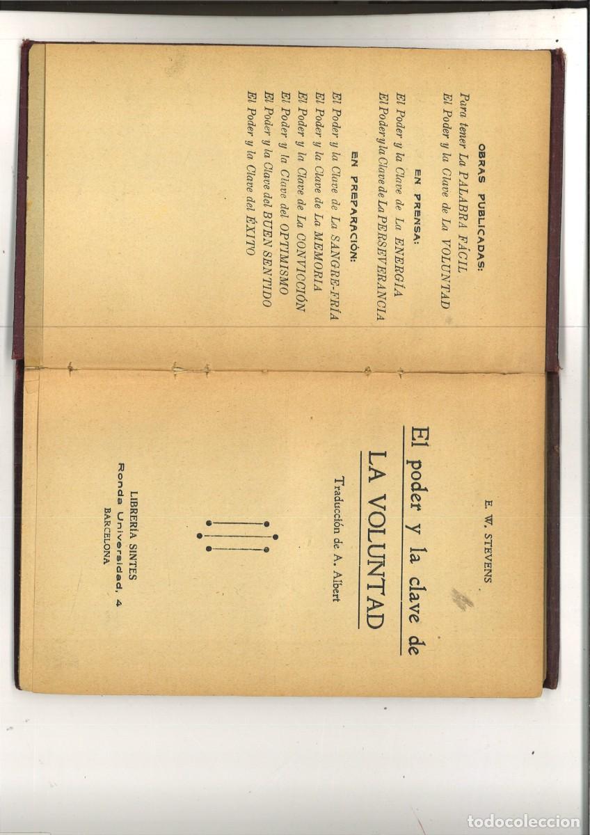 Libros de segunda mano: ELPODER Y LA CLAVE DE LA VOLUNTAD. E. W. Stevens - Foto 2