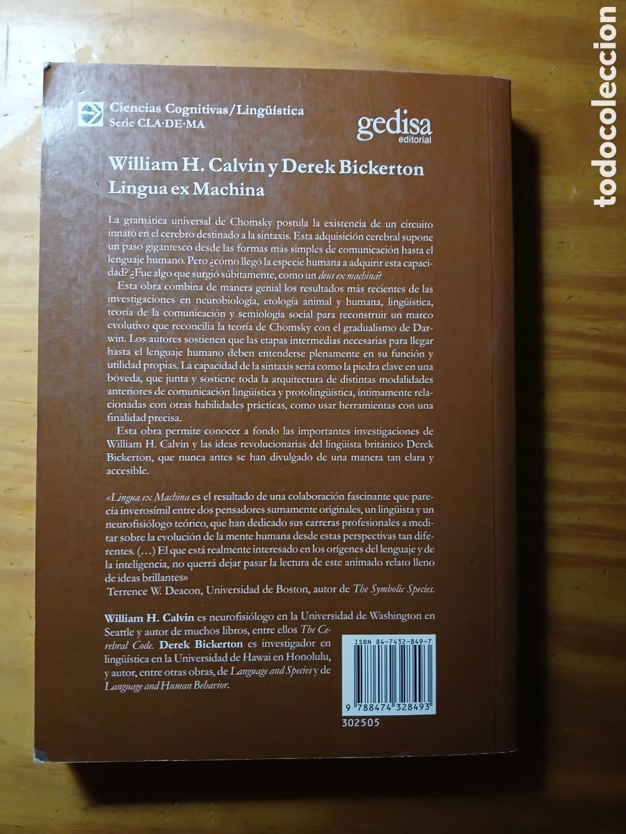 Libros de segunda mano: Lingua ex Machina. William H. Calvin y Derek Bickerton. - Foto 2