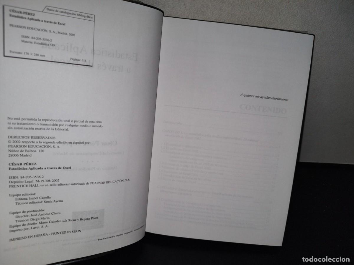Libros de segunda mano: 142- ESTAD&Iacute;STICA APLICADA A TRAV&Eacute;S DE EXCEL - C&Eacute;SAR P&Eacute;REZ L&Oacute;PEZ - Foto 6