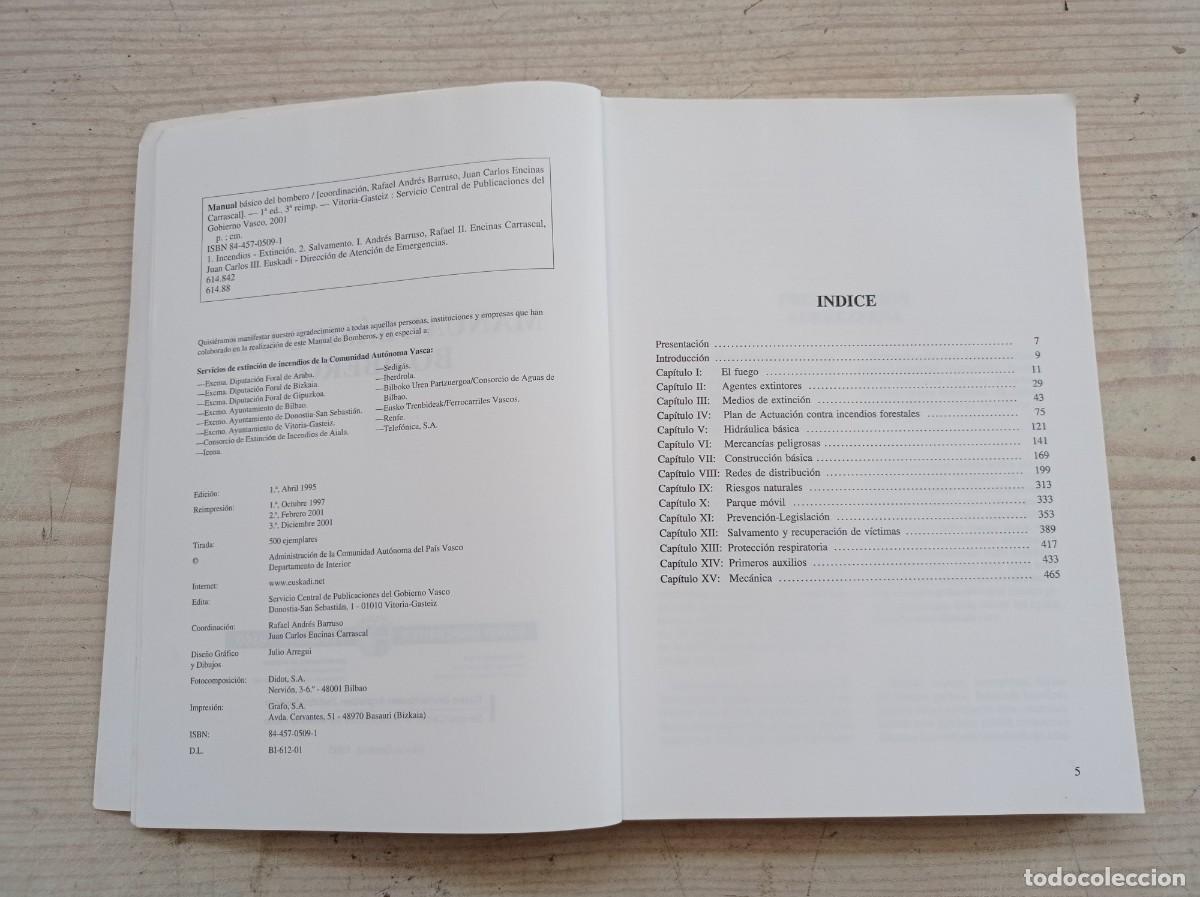 Libros de segunda mano: Manual Basico Del Bombero - 2001 - Servicio Publicaciones Del Gobierno Vasco - Foto 3