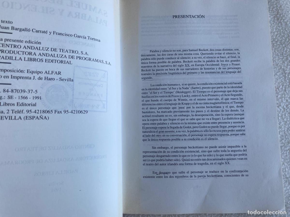 Libros de segunda mano: SAMUEL BECKETT: PALABRA Y SILENCIO - Foto 4
