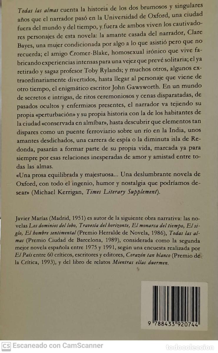 Libros de segunda mano: Todas las almas - Javier Marias - Foto 2