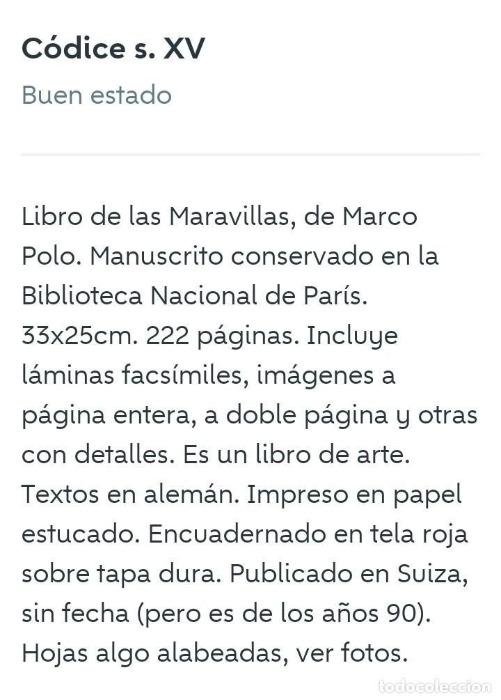 Libros de segunda mano: Libro de las Maravillas de Marco Polo ( Ms. fr. 2810 ) - Foto 12
