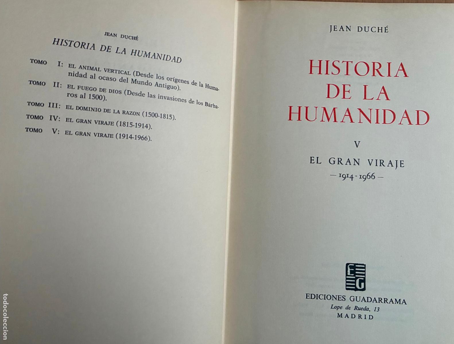 Libros de segunda mano: HISTORIA DE LA HUMANIDAD Jean Duche, 5 Volumenes - Foto 5