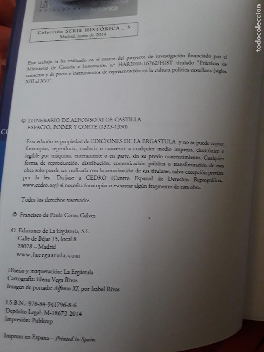 Libros de segunda mano: Itinerario de Alfonso XI de Castilla (Espacio, poder y corte 1325-1350), de Francisco de Paula. Exce - Foto 2