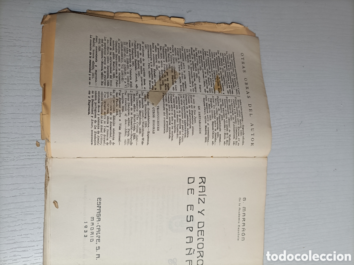 Libros de segunda mano: Ra&iacute;z y decoro de Espa&ntilde;a Gregorio Mara&ntilde;&oacute;n. Espasa Calpe 1933 - Foto 8