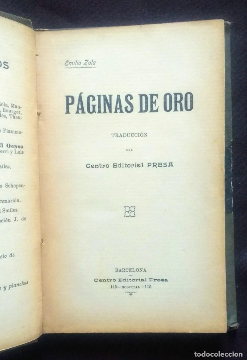 Libros de segunda mano: PAGINAS DE ORO - EMILIO ZOLA. - Foto 2