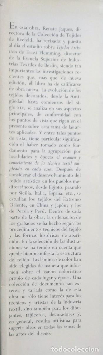 Libros de segunda mano: HISTORIA DEL TEJIDO - ERNST FLEMMING - 1958 - D20. - Foto 2