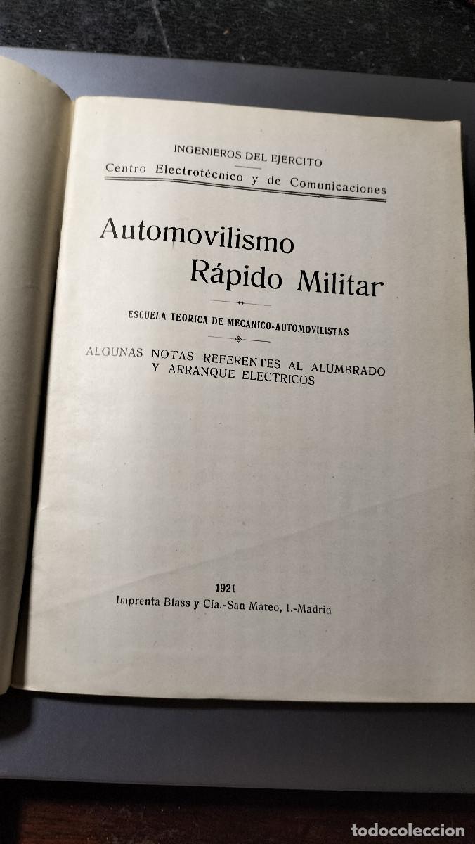Libros de segunda mano: AUTOMOVILISMO r&aacute;pido militar. Escuela Te&oacute;rica de Mec&aacute;nicos-automovilistas. Madrid, Blass, 1921.