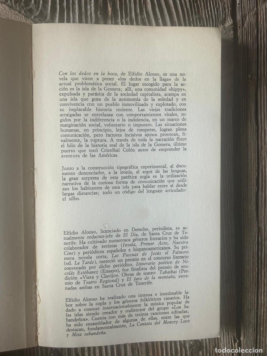 Libros de segunda mano: CON LOS DEDOS EN LA BOCA. ELFIDIO ALONSO - Foto 4