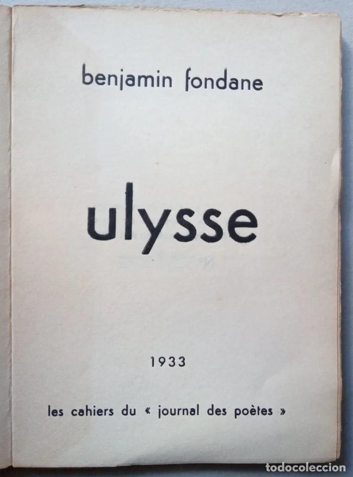 Libros de segunda mano: Fondane, Benjamin - Ulysse - Premi&egrave;re &eacute;dition - (1933) - FIRMADO - Foto 3