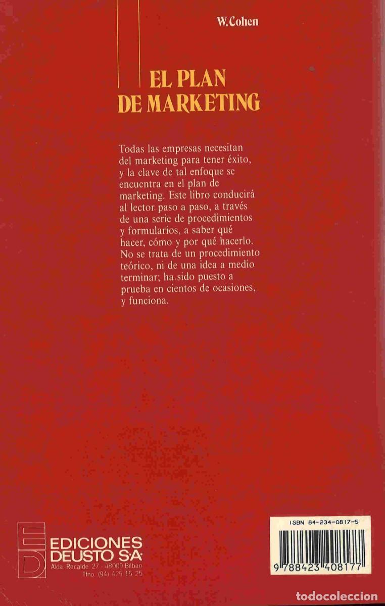 Libros de segunda mano: El plan de marketing. William Cohen. Deusto. 1993 - Foto 2