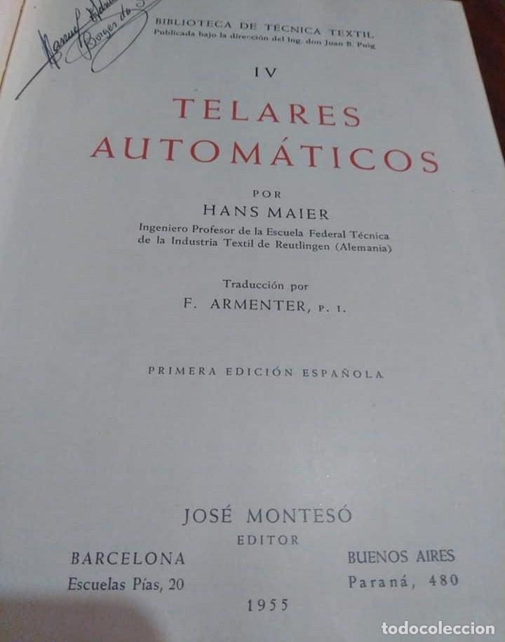 Libros de segunda mano: Telares autom&aacute;ticos. (Teares) - Hans Maier 1955 - Foto 1