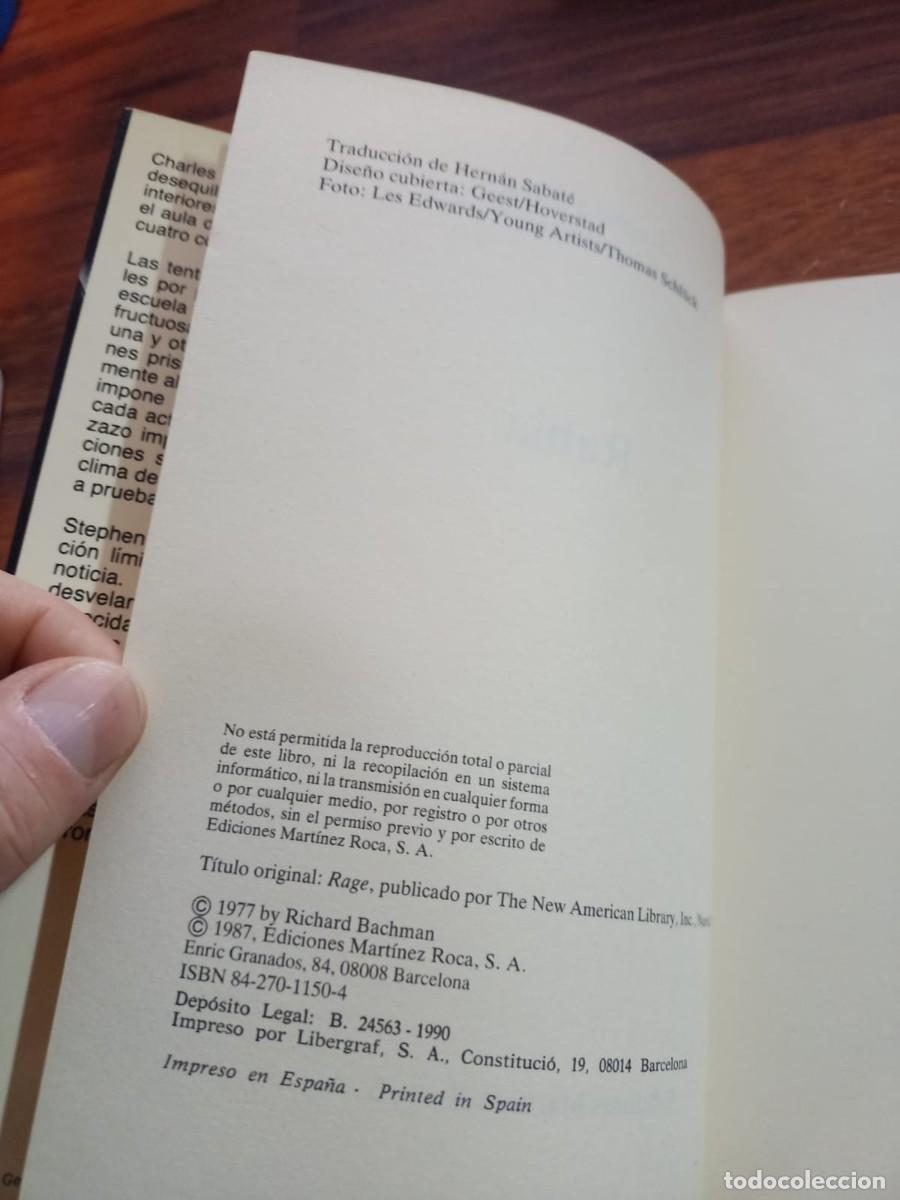 Libros de segunda mano: RABIA, de STEPHEN KING. 1990. Primera Edici&oacute;n - Foto 3
