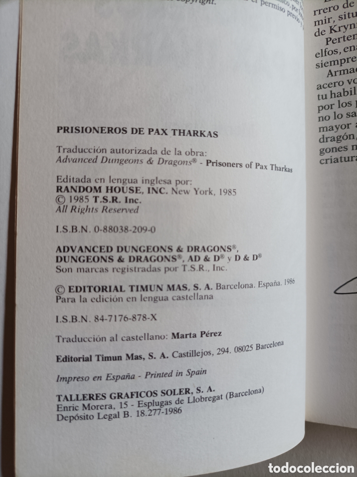 Libros de segunda mano: Prisioneros de Pax Tharkas / Morris Sim&oacute;n. Advanced Dungeons & Dragons, 1 - Foto 4