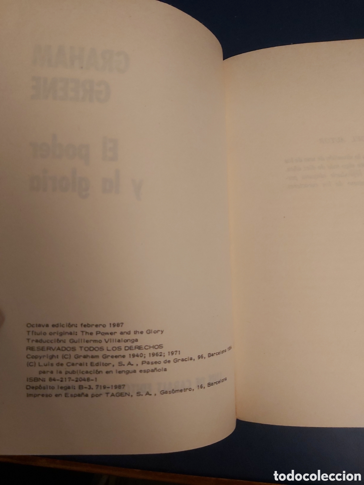 Libros de segunda mano: EL PODER Y LA GLORIA GRAHAM GREENE CARALT 1987 - Foto 4