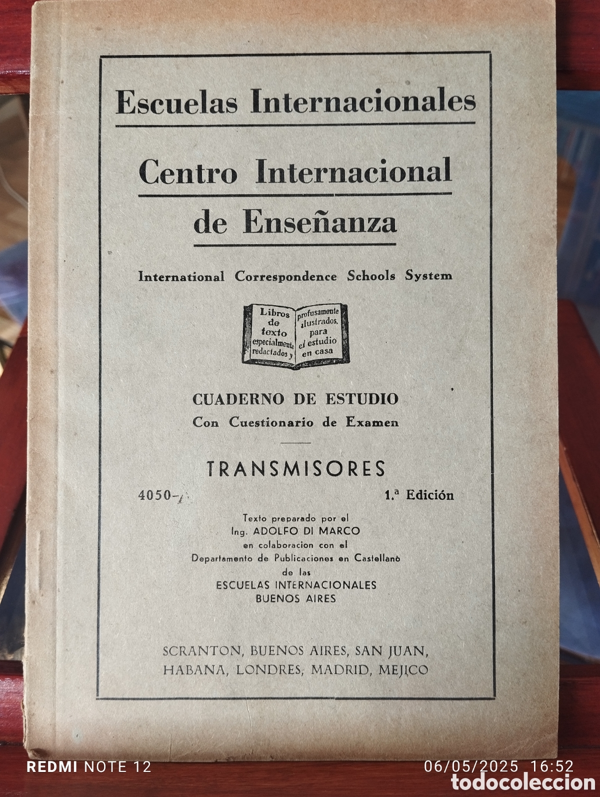 Libros de segunda mano: Transmisores a Valvulas.Cuadernos de Estudio.1942.Escuelas Internacionales Buenos Aires.Excelente