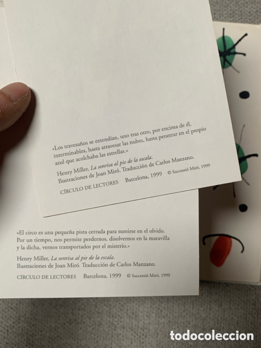 Libros de segunda mano: La sonrisa al pie de la escala, Henry Miller y Joan Mir&oacute; - Foto 3