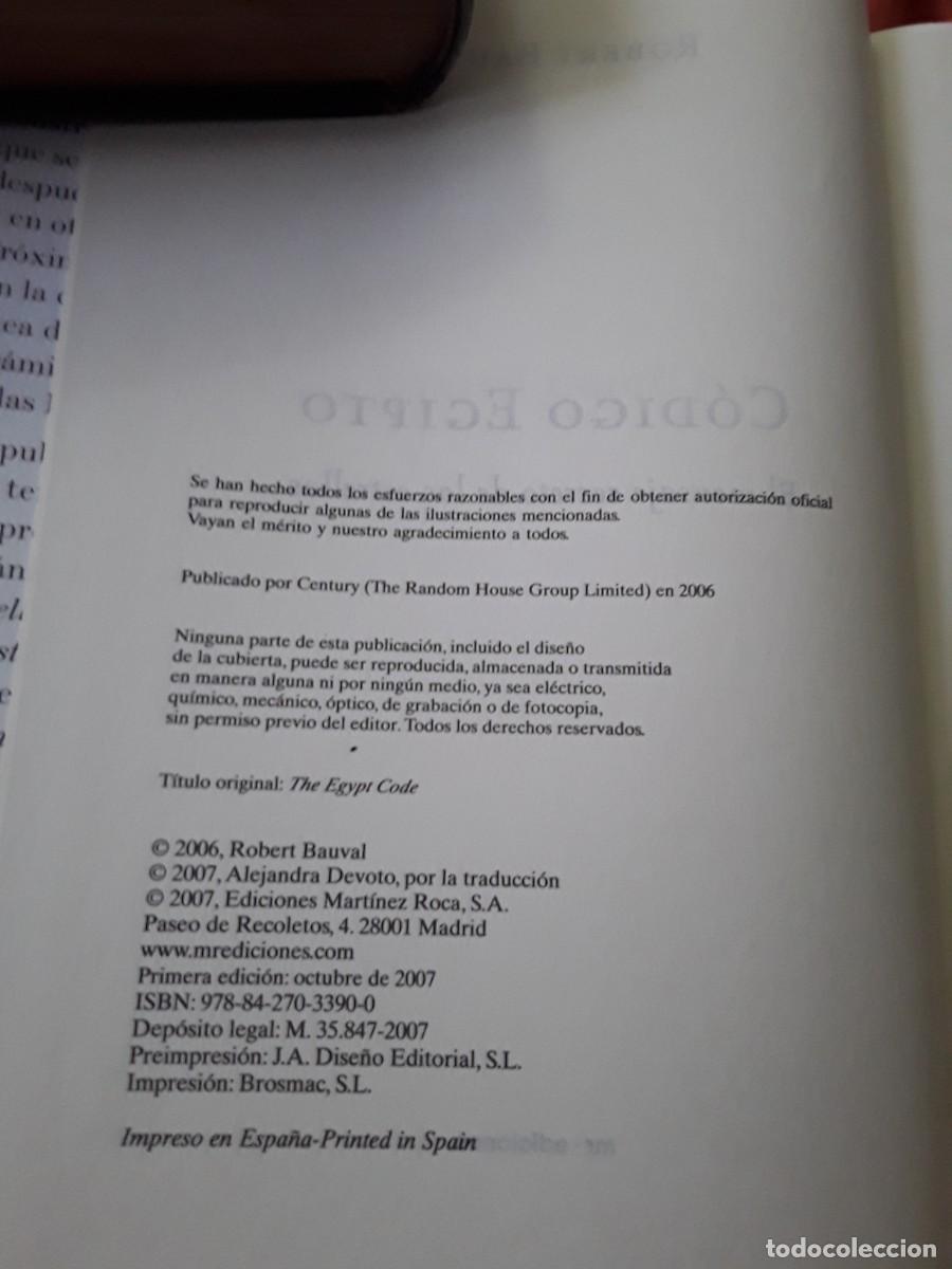 Libros de segunda mano: C&oacute;digo Egipto, de Robert Bauval (El mensaje secreto de las estrellas) Mart&iacute;nez Roca - Foto 2