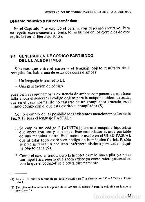 Libros de segunda mano: COMPILADORES. TEORIA Y CONSTRUCCION. INCLUYE EJERCICIOS Y SUS SOLUCIONES. - Foto 7