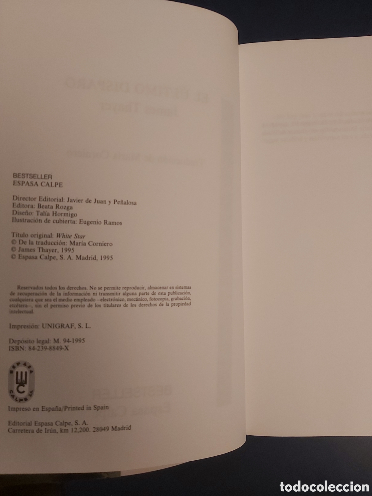 Libros de segunda mano: EL &Uacute;LTIMO DISPARO JAMES THAYER ESPASA CALPE 1995 - Foto 4