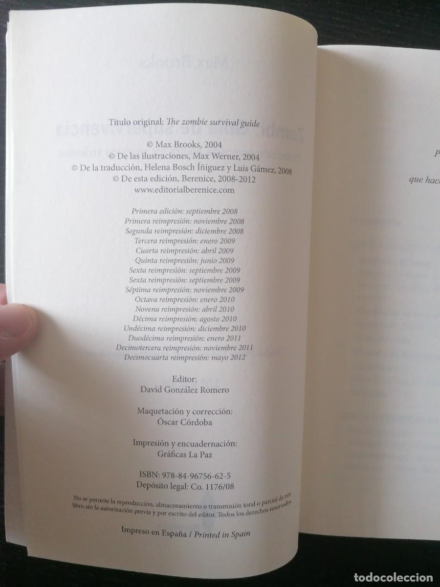 Libros de segunda mano: ZOMBI Gu&iacute;a de supervivencia, de Max Brooks - Foto 3