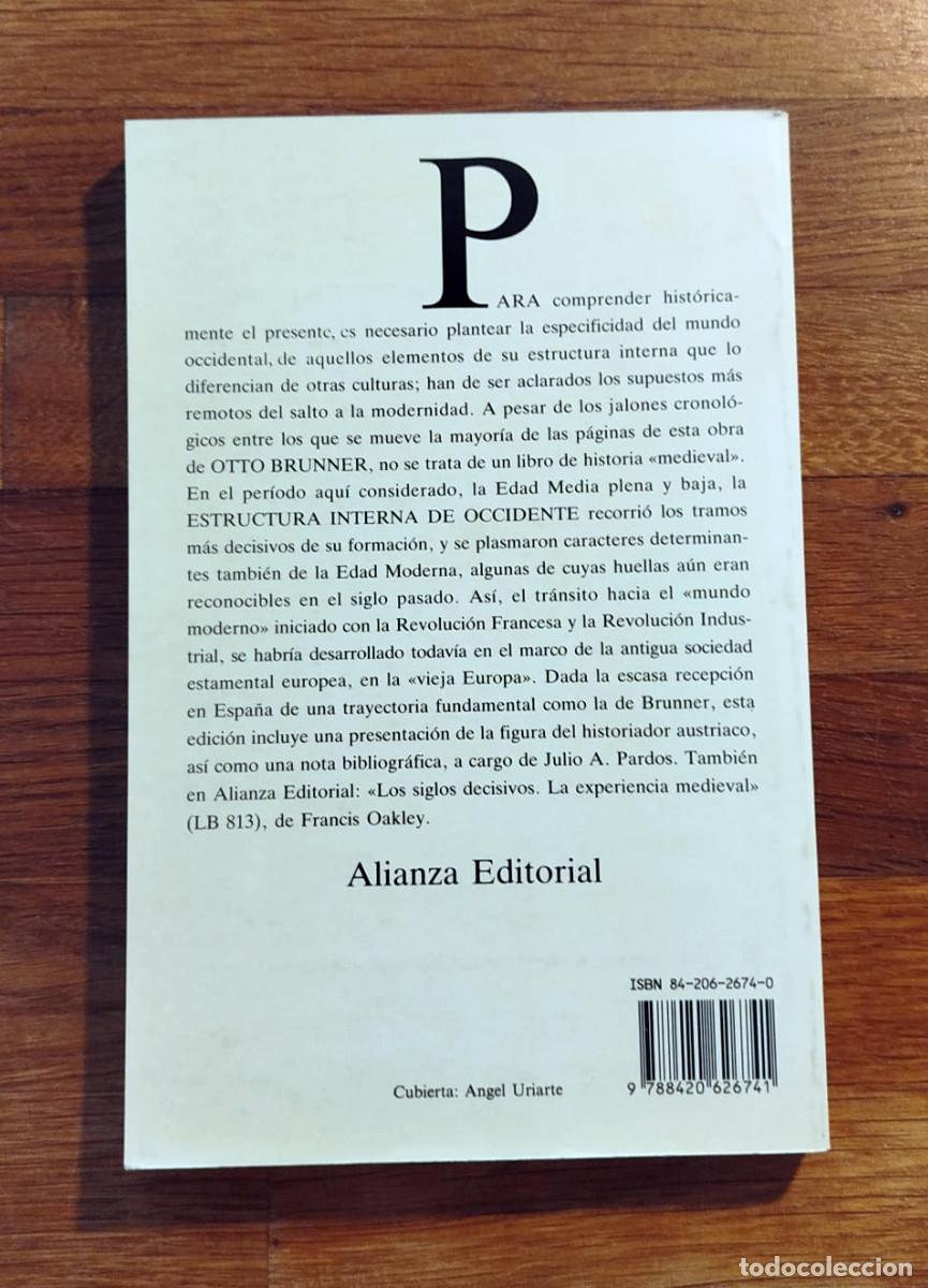Libros de segunda mano: Otto Brunner, Estructura interna de Occidente, Alianza, 1991 - Foto 3