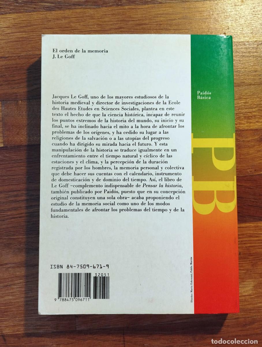 Libros de segunda mano: Jacques Le Goff, El orden de la memoria, Paid&oacute;s, 1991 - Foto 2