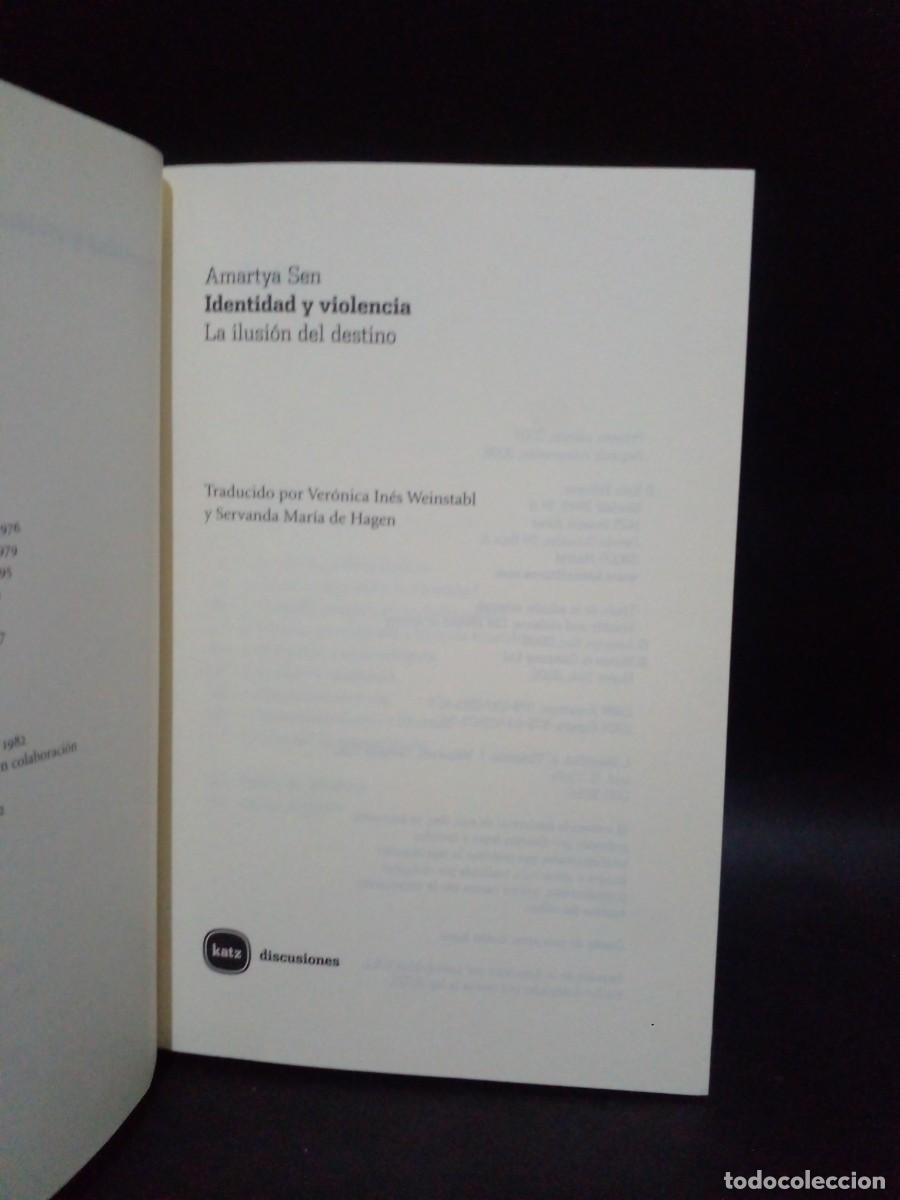 Libros de segunda mano: AMARTYA SEN - IDENTIDAD Y VIOLENCIA - 2008 - Foto 3