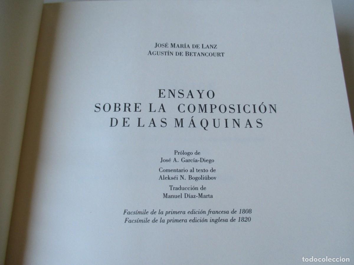 Libros de segunda mano: Ensayo sobre la composici&oacute;n de las m&aacute;quinas (incluye facsimil en franc&eacute;s) W34322 - Foto 2