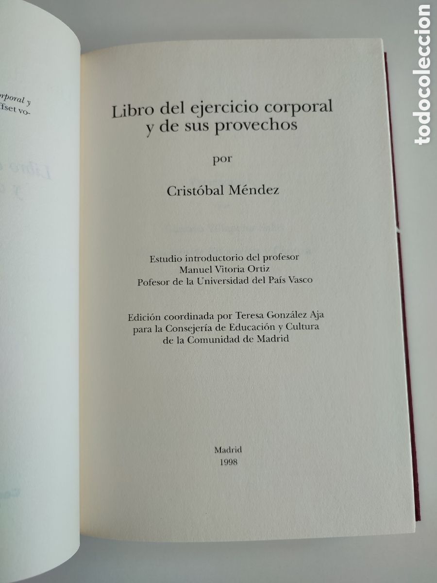 Libros de segunda mano: Crist&oacute;bal M&eacute;ndez. Libro del ejercicio corporal y de sus provechos. Ja&eacute;n, 1553. Facs&iacute;mil y estudio. - Foto 7