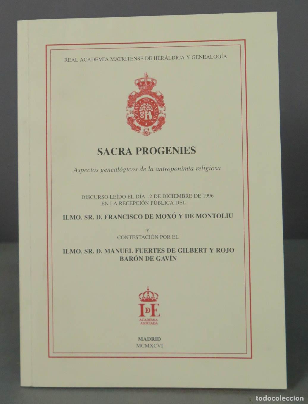 Libros de segunda mano: SACRA PROGENIES Aspectos geneal&oacute;gicos de la antroponimia religiosa DE MOXO - Foto 1