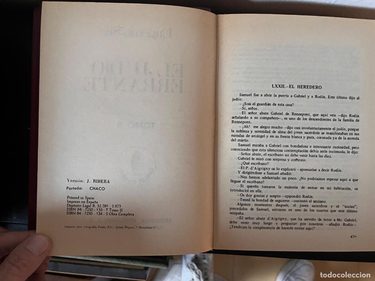 Libros de segunda mano: El judio errante COMPLETA Dos tomos, E. Sue, Ed. Petronio, 1973. - Foto 8