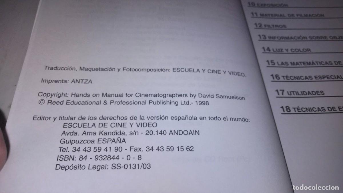 Libros de segunda mano: El manual t&eacute;cnico del cine - David Samuelson - Escuela de cine y v&iacute;deo - ISBN 9788493284404 - Foto 8