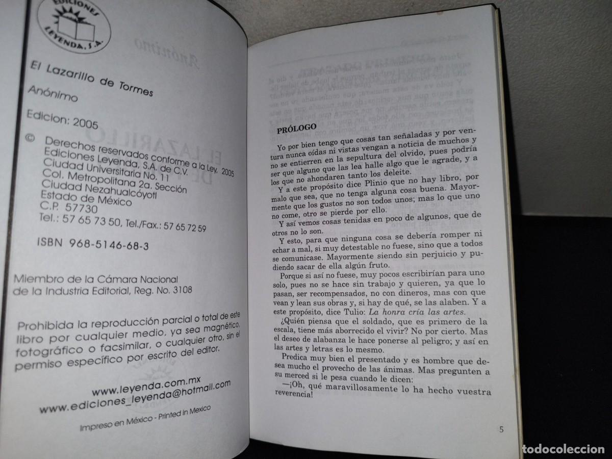 Libros de segunda mano: 151- EL LAZARILLO DE TORMES. AN&Oacute;NIMO - EDICIONES LEYENDA 2005 - Foto 5