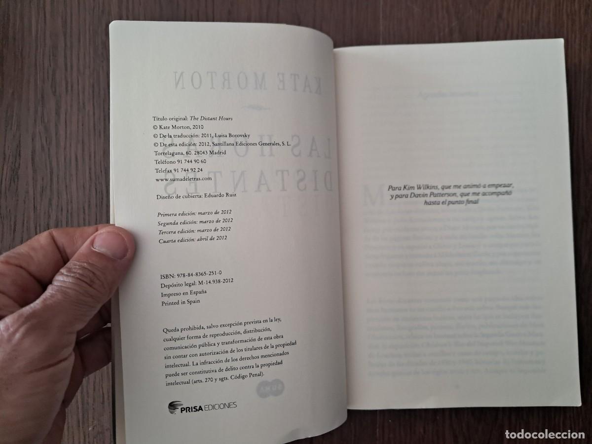 Libros de segunda mano: libro usado, Las horas distantes, Kate Morton. suma de letras, a&ntilde;o 2012. - Foto 2