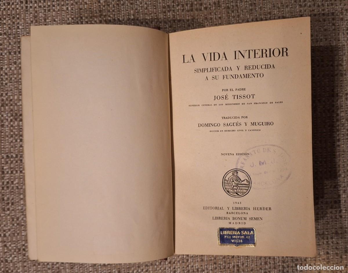 Libros de segunda mano: La Vida Interior, de J. Tissot (1943) - Foto 3