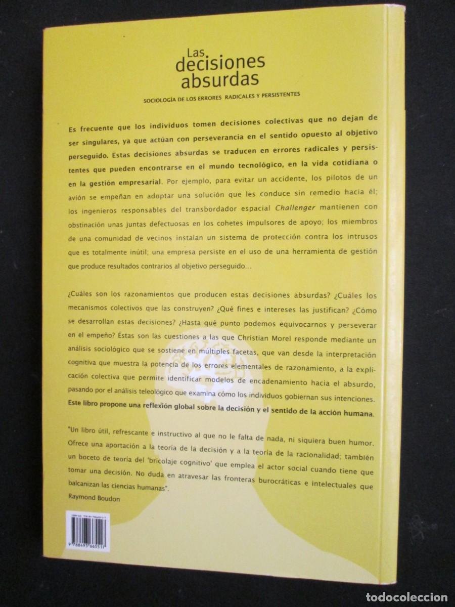 Libros de segunda mano: LAS DECISIONES ABSURDAS. Christian Morel - Foto 2