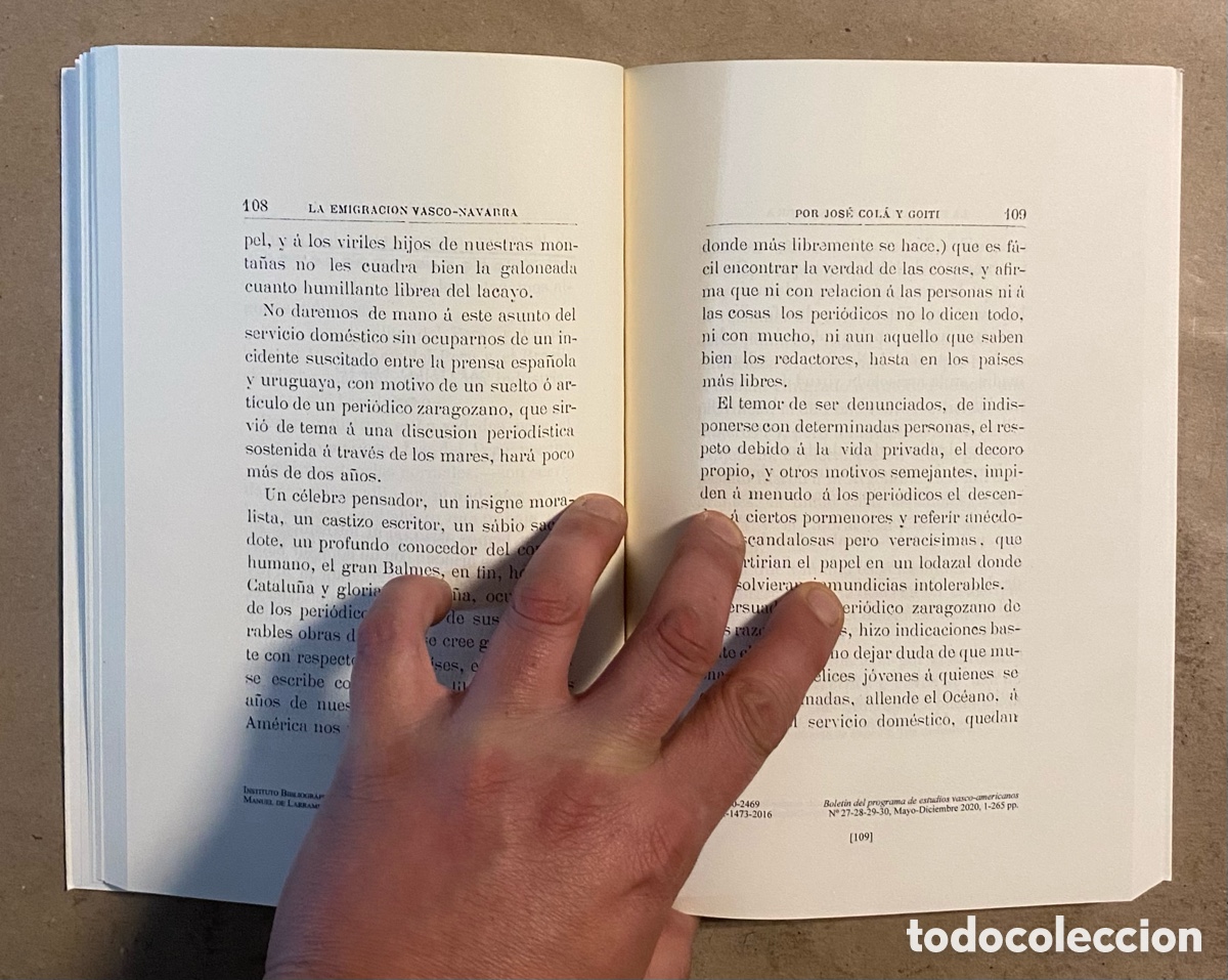 Libros de segunda mano: LA EMIGRACI&Oacute;N VASCO-NAVARRA. JOS&Eacute; COL&Aacute; Y GOITI. - Foto 4