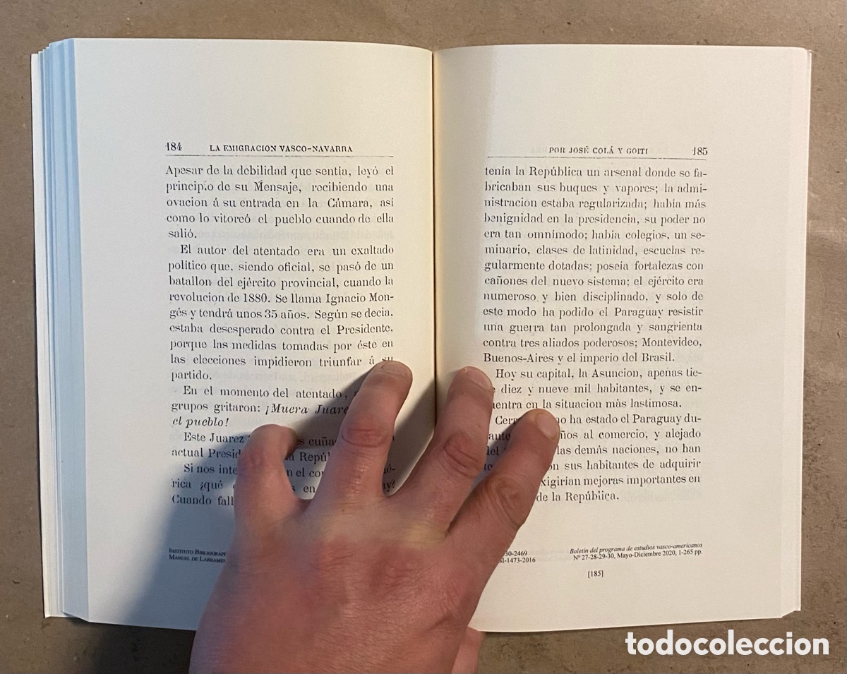 Libros de segunda mano: LA EMIGRACI&Oacute;N VASCO-NAVARRA. JOS&Eacute; COL&Aacute; Y GOITI. - Foto 5