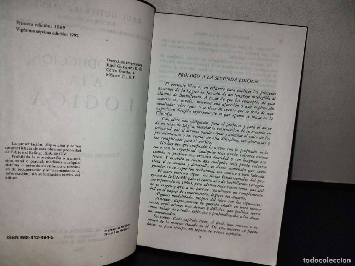 Libros de segunda mano: 150- Introducci&oacute;n A La L&oacute;gica - Ra&uacute;l Guti&eacute;rrez S&aacute;enz - Editorial Esfinge, S.A. De C.V - 1992 - Foto 4