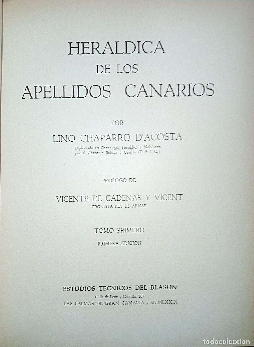 Libros de segunda mano: HER&Aacute;LDICA DE LOS APELLIDOS CANARIOS - Foto 2