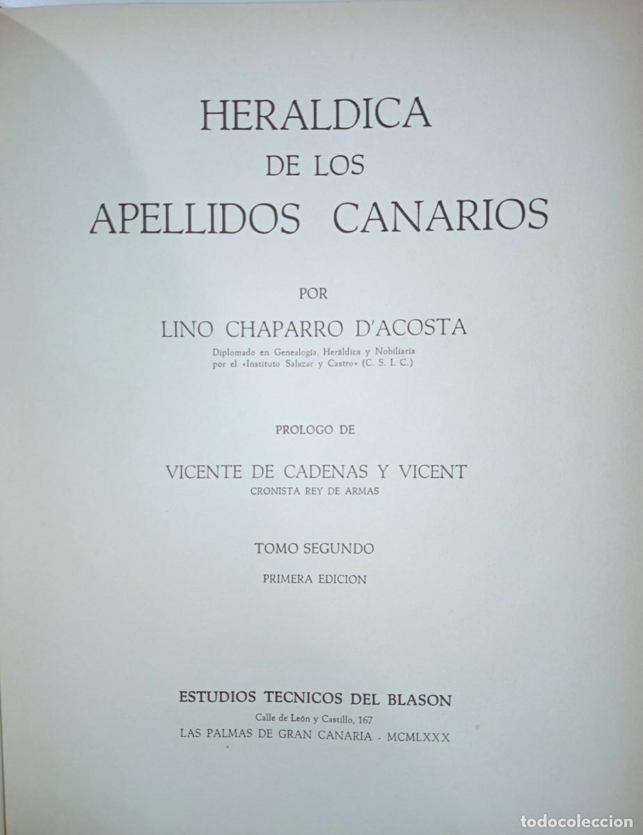 Libros de segunda mano: HER&Aacute;LDICA DE LOS APELLIDOS CANARIOS - Foto 6