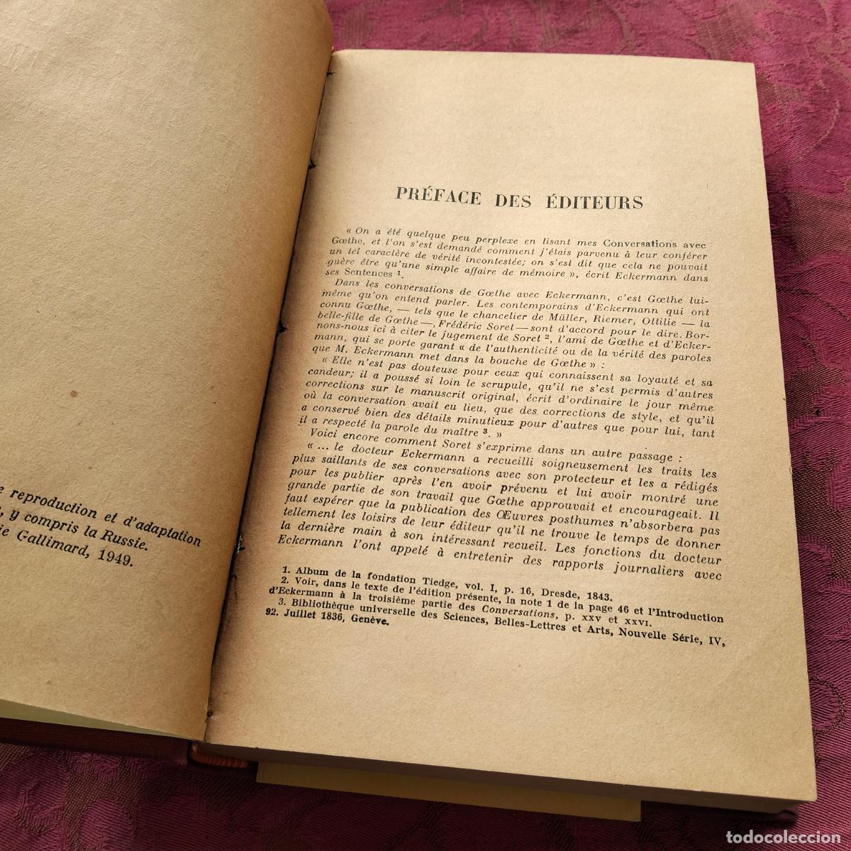 Libros de segunda mano: Conversations de Goethe avec Eckermann les classiques allemands Gallimard - Foto 6