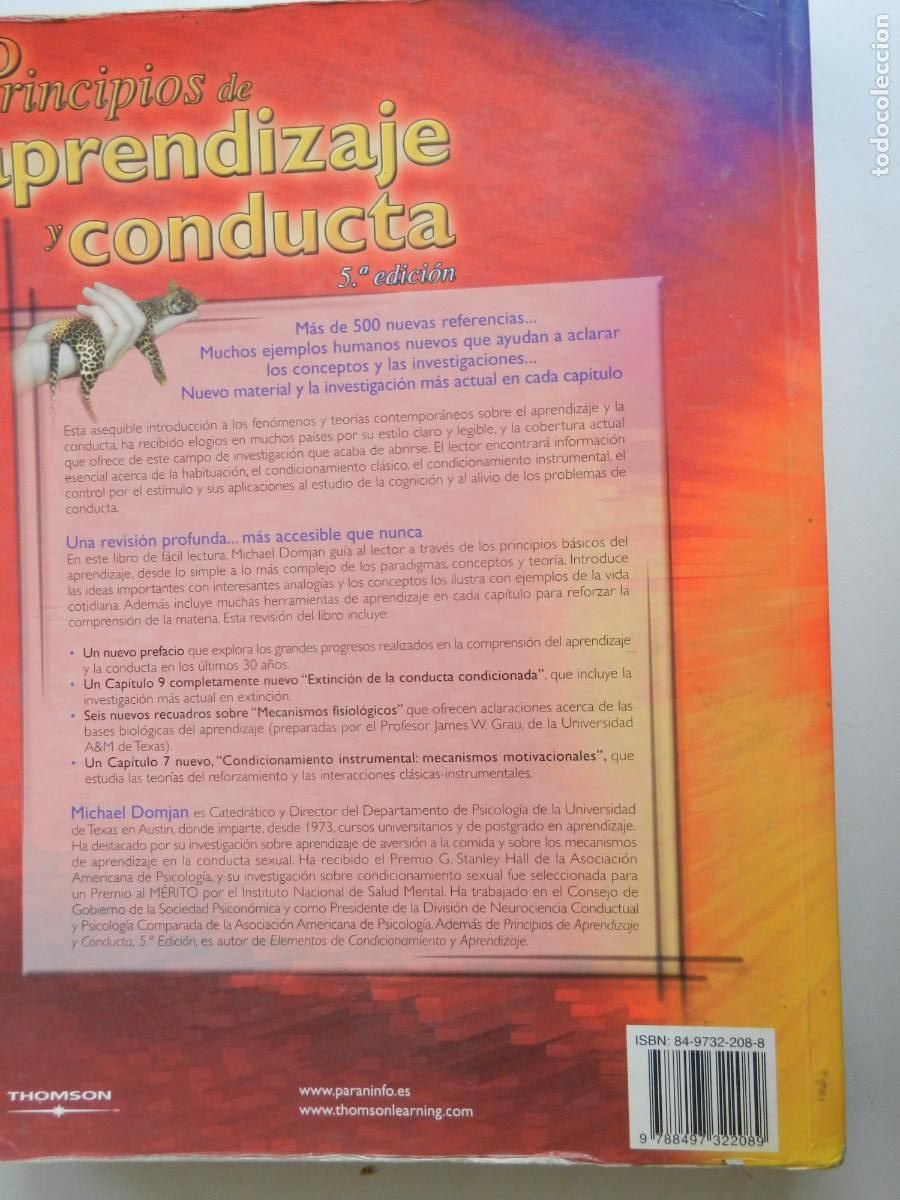 Libros de segunda mano: PRINCIPIOS DE APRENDIZAJE Y CONDUCTA - MICHAELDOMJAN -THOMSON -5&ordf; EDICION - Foto 10