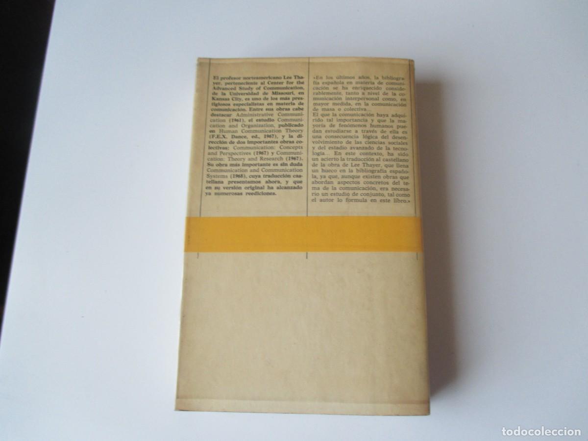 Libros de segunda mano: LEE THAYER Comunicaci&oacute;n y sistemas de comunicaci&oacute;n W34774 - Foto 2